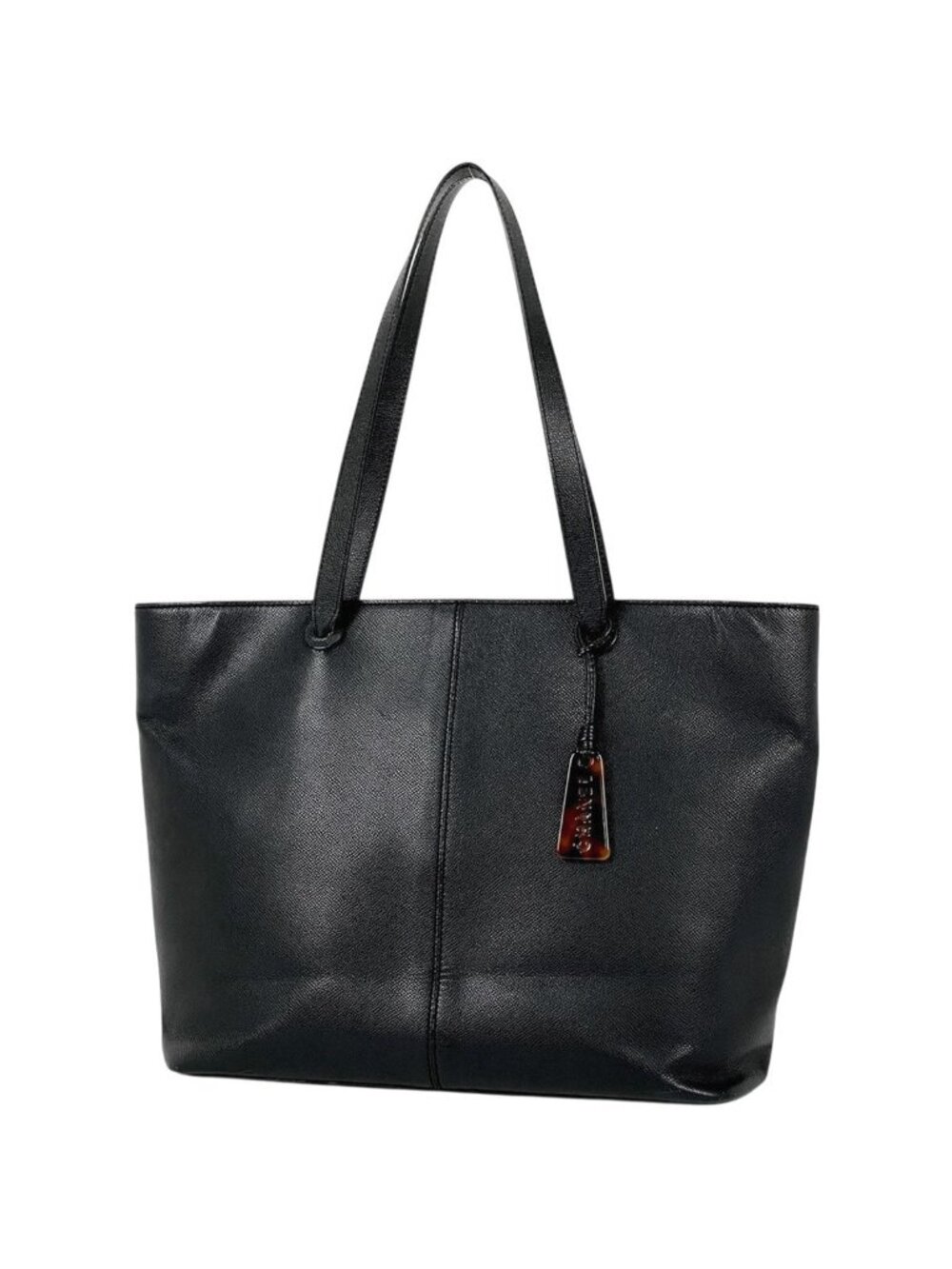 Chanel Logo Tote Leather Black